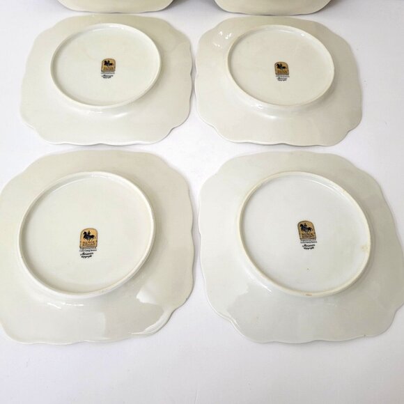 Black Knight Meissen Square Foral Plates Set of Six - Picture 8 of 9